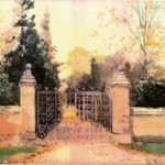 Watercolour of Bitham Hall Gates