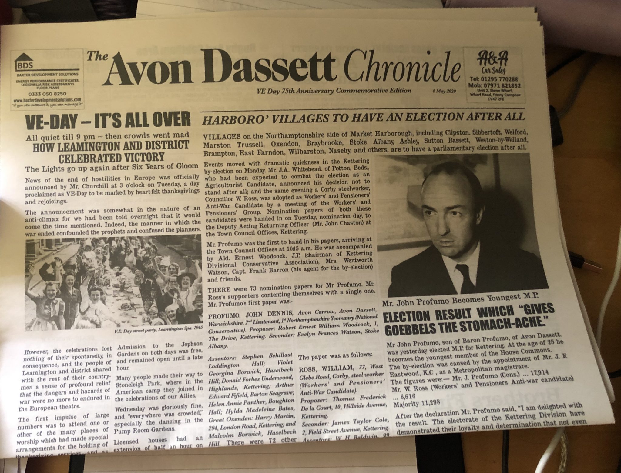 Avon Dassett VE Day Commemorative Newspaper Published Avon Dassett